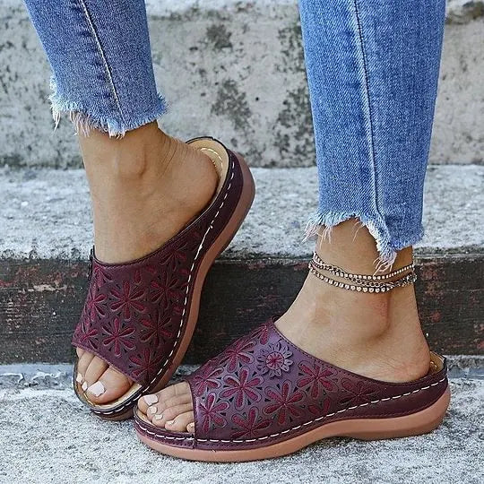 🔥Last Day 50% OFF!!!|Women's Leather Soft Footbed Sandals