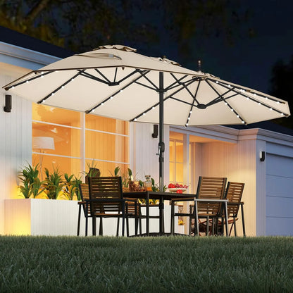 Waterproof Outdoor Umbrella with Weighted Base – LED Light Option