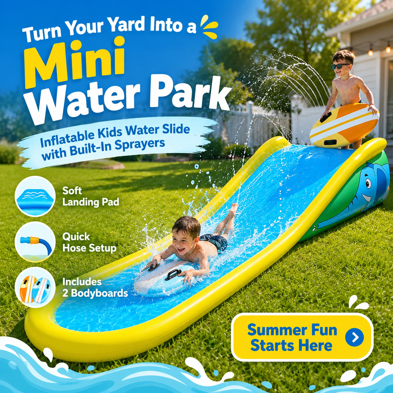 💦Water Park Inflatable Water Slide