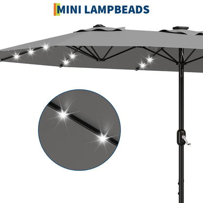Waterproof Outdoor Umbrella with Weighted Base – LED Light Option