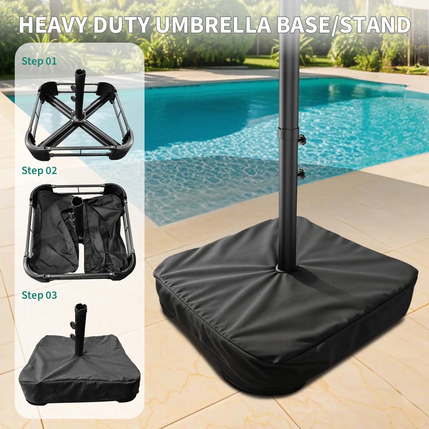 Waterproof Outdoor Umbrella with Weighted Base – LED Light Option