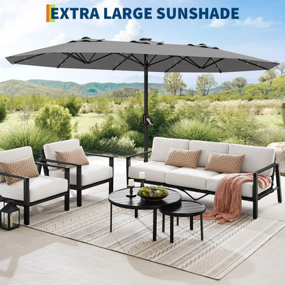 Waterproof Outdoor Umbrella with Weighted Base – LED Light Option