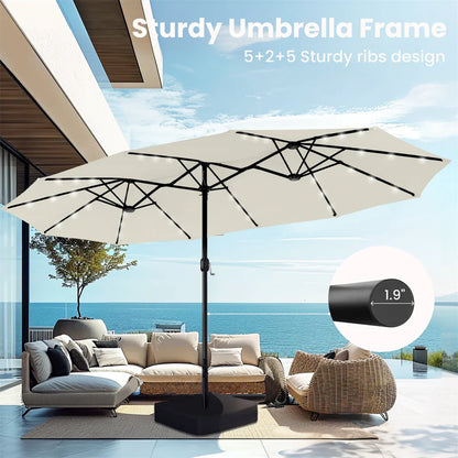 Waterproof Outdoor Umbrella with Weighted Base – LED Light Option