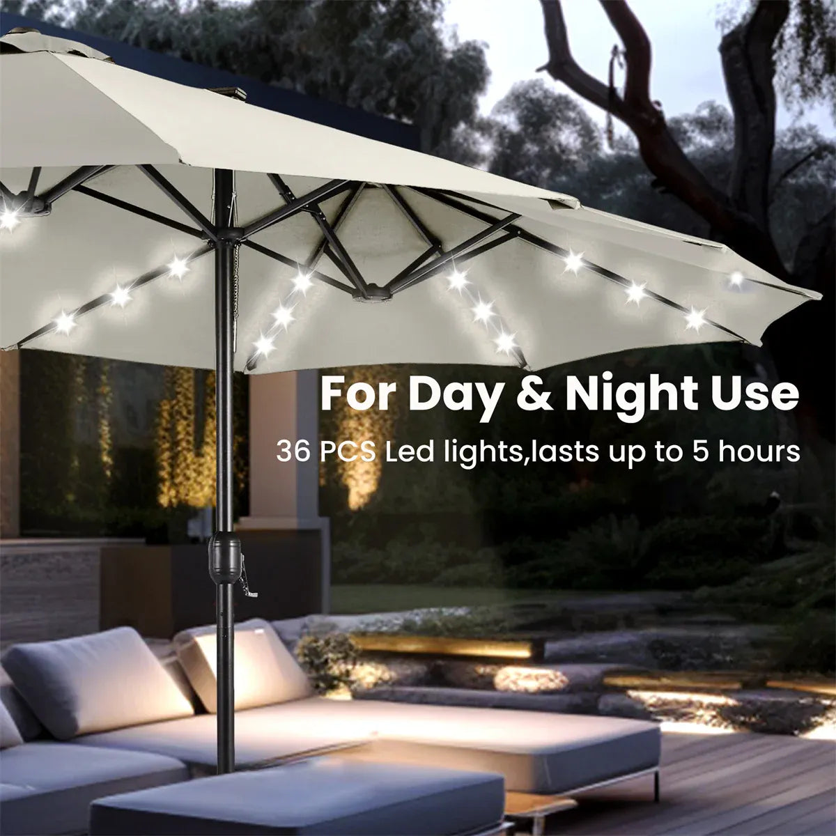 Waterproof Outdoor Umbrella with Weighted Base – LED Light Option