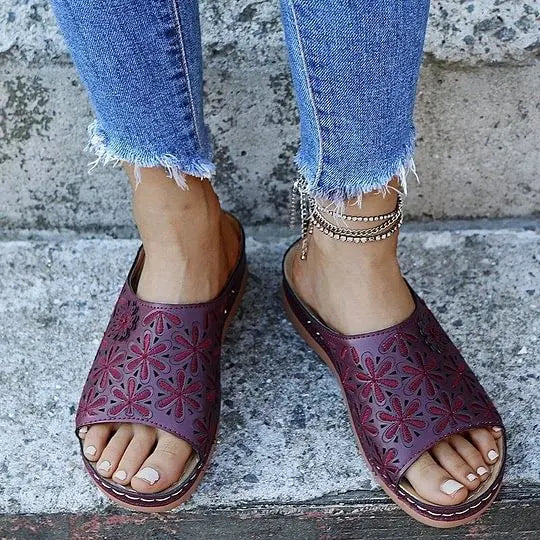 🔥Last Day 50% OFF!!!|Women's Leather Soft Footbed Sandals
