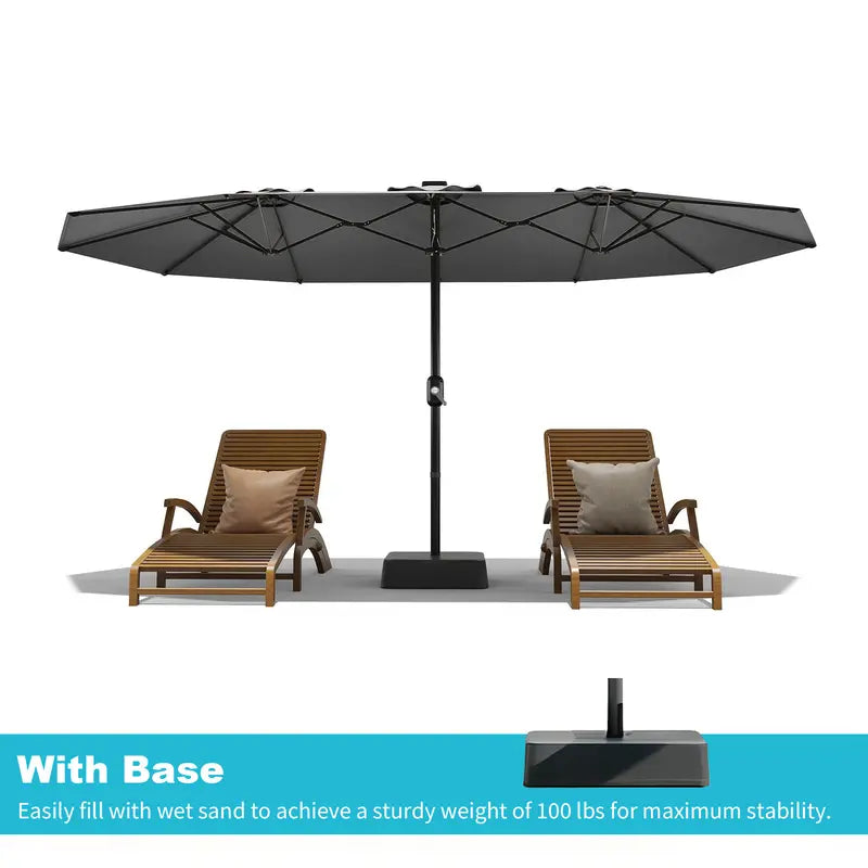 Waterproof Outdoor Umbrella with Weighted Base – LED Light Option