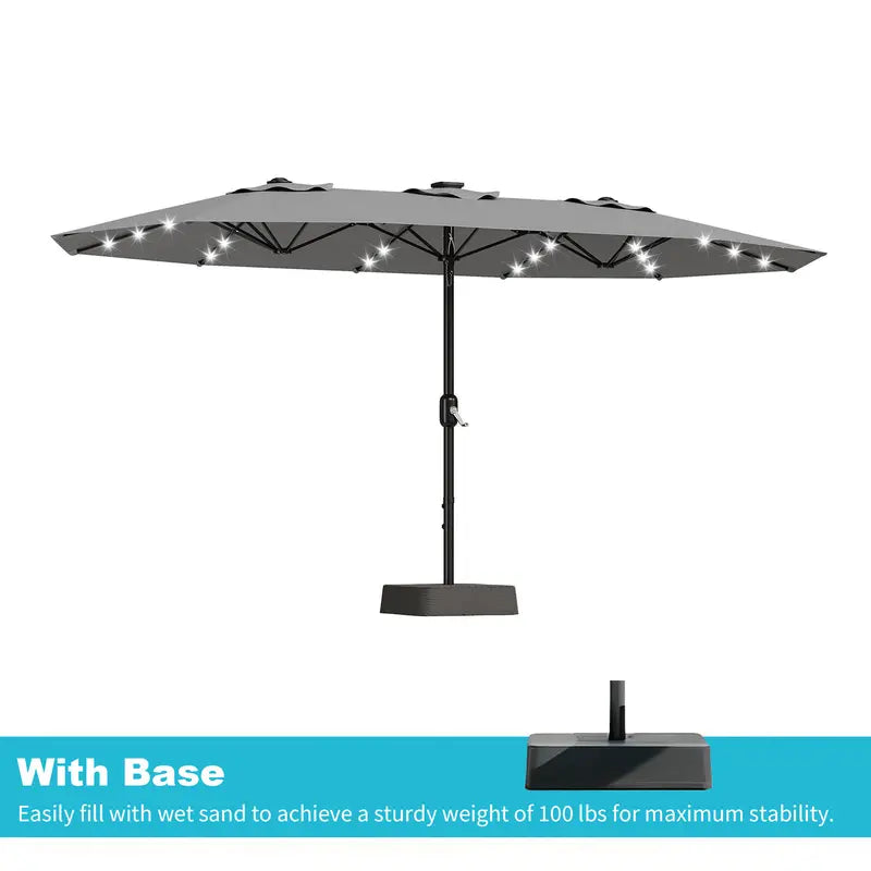 Waterproof Outdoor Umbrella with Weighted Base – LED Light Option