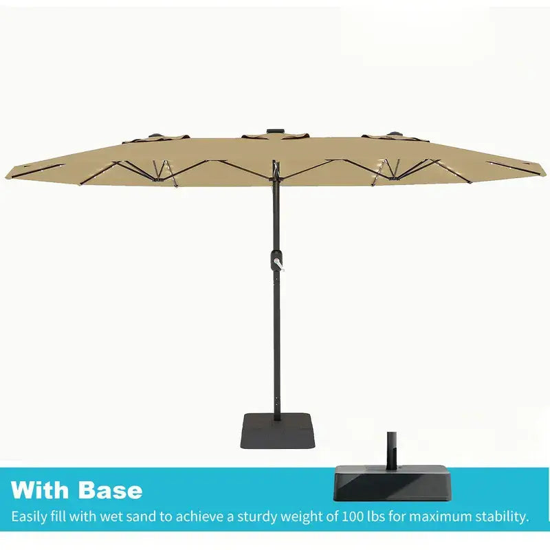 Waterproof Outdoor Umbrella with Weighted Base – LED Light Option