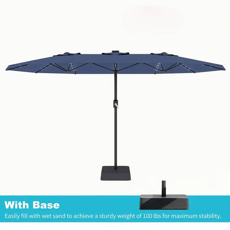 Waterproof Outdoor Umbrella with Weighted Base – LED Light Option