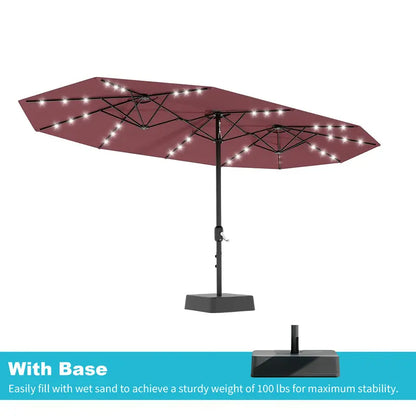 Waterproof Outdoor Umbrella with Weighted Base – LED Light Option